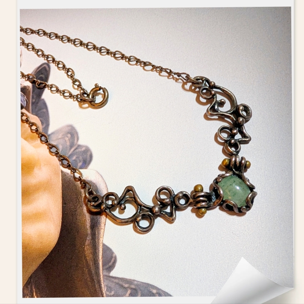 Jack Boyd 70s Aventurine Sterling Bronze Necklace - Picture 2 of 8